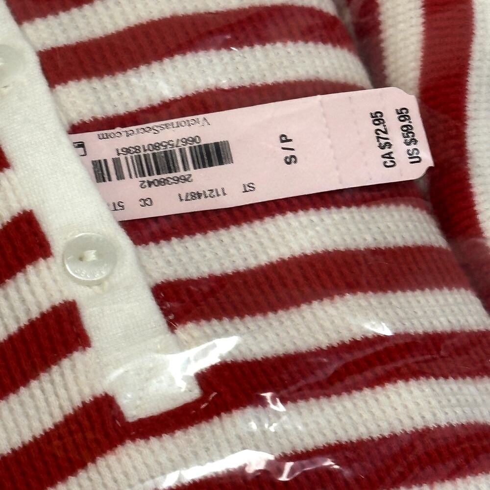 NWT Victoria's Secret Fireside Henley Pajama Short Set Ribbed Red White Small - Picture 12 of 12